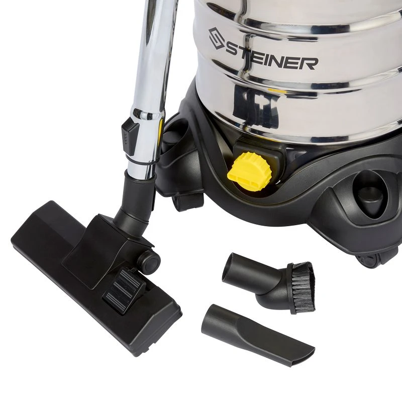 Aspirateur Eau Et Poussières 30L Inox 1400W Avec Prise Intégrée STEINER 3 Aspirateur Eau Et Poussières 30L Inox 1400W Avec Prise Intégrée STEINER – Image 3