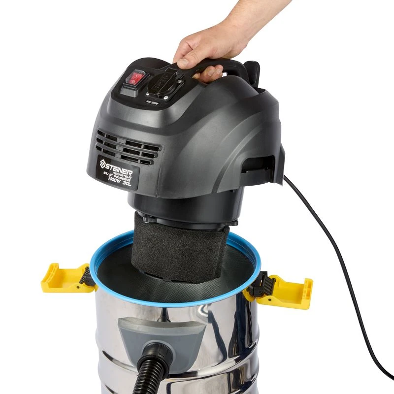 Aspirateur Eau Et Poussières 30L Inox 1400W Avec Prise Intégrée STEINER 4 Aspirateur Eau Et Poussières 30L Inox 1400W Avec Prise Intégrée STEINER – Image 4