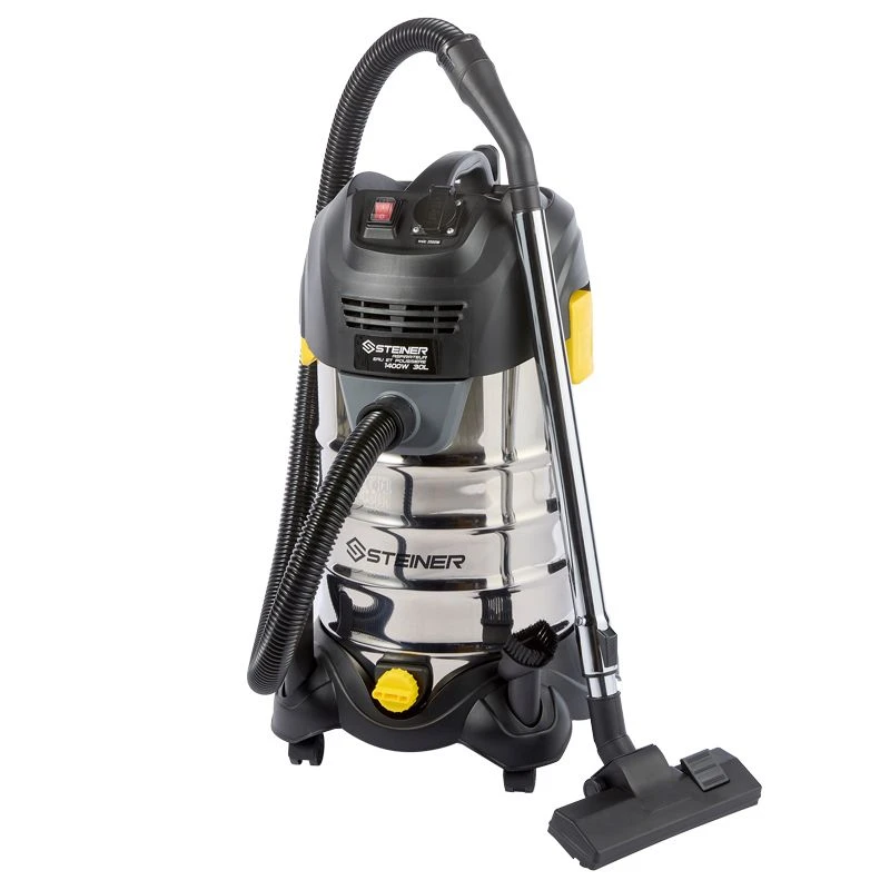 Aspirateur Eau Et Poussières 30L Inox 1400W Avec Prise Intégrée STEINER 1 Aspirateur Eau Et Poussières 30L Inox 1400W Avec Prise Intégrée STEINER
