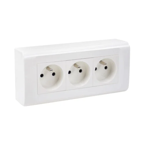 Bloc 3 Prises Pré-câblé 2P+T SaillieBlanc