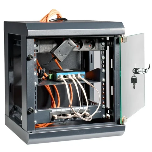 Baie De Brassage Et Porte En Verre Avec Serrure à Clé - OHMTEC -Outil Atelier Magasin cordons de brassage cat6 ftp lszh rj45 male male 50 cm 2