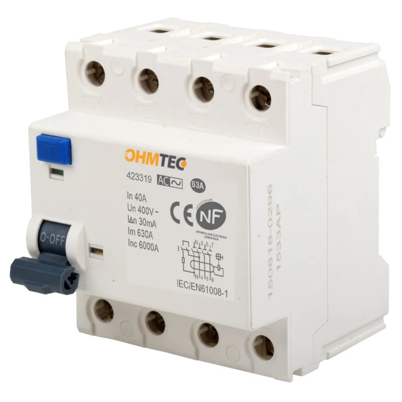 Interrupteurs Différentiels Tétrapolaires 63A 30mA Type AC NF OHMTEC 2 Interrupteurs Différentiels Tétrapolaires 63A 30mA Type AC NF OHMTEC – Image 2