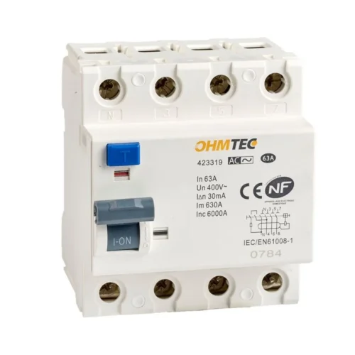 Interrupteurs Différentiels Tétrapolaires 63A 30mA Type AC NF OHMTEC