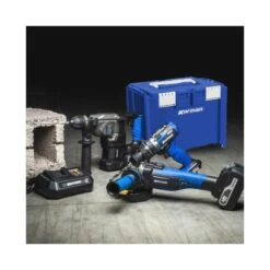 Pack Professionnel 3 Outils 18V Li-ion Brushless : Perceuse Percussion + Marteau Perforateur SDS Plus + Meuleuse 125mm + 2 Batte