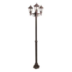 Lampadaire Extérieur 3 Têtes 3x60W E27 Fonte Rouille LOAN
