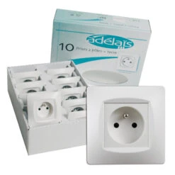 Lot De 10 Prises Blanches 2P+T Monobloc à vis