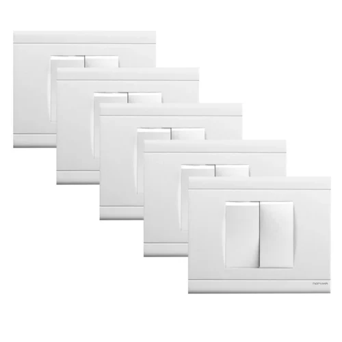 NORVIKA Lot De 5 Interrupteurs Double Va-et-vient Blancs Complets