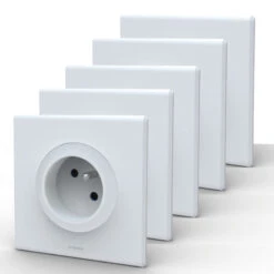 Lot De 5 Prises 2P+T à Connexions Rapides + Avec Plaques Assemblées