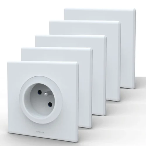 Lot De 5 Prises 2P+T à Connexions Rapides + Avec Plaques Assemblées