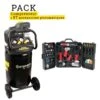 Pack Compresseur Vertical 75L 2.5CV + Mallette Pneumatique 57 Pièces STEINER -Outil Atelier Magasin pack compresseur vertical 75l 25cv mallette pneumatique 57 pieces steiner