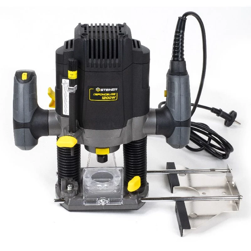 Pack Défonceuse 1200W 50mm à Vitesse Variable STEINER + Coffret 12 Fraises 8mm Pour Défonceuse STEINER