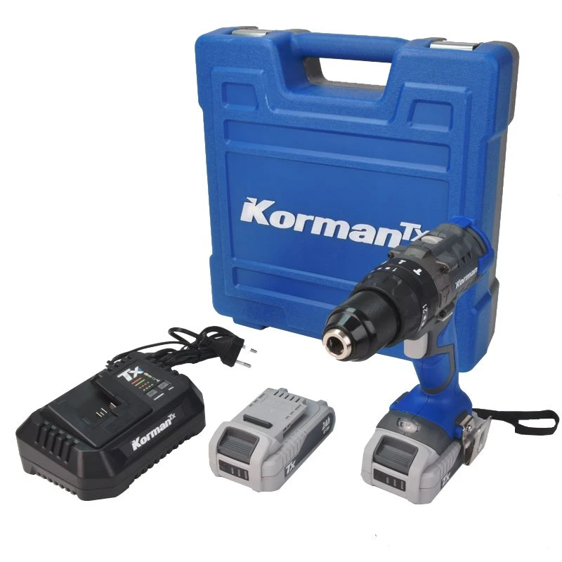 Perceuse-visseuse à Percussion Sans Fil 18V 2Ah Li-ion 4 Pôles + 2 Batteries Korman 2 Perceuse-visseuse à Percussion Sans Fil 18V 2Ah Li-ion 4 Pôles + 2 Batteries Korman – Image 2