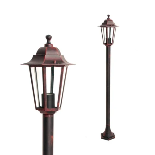 Potelet Lumineux Extérieur 60W Max E27 Fonte Rouille LOAN -Outil Atelier Magasin potelet 6 faces serie loan 12