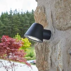 Applique Extérieure Descendante à Tête Conique 35W Max GU10 Acier Noir CREALYS -Outil Atelier Magasin potelet 6 faces serie loan 8