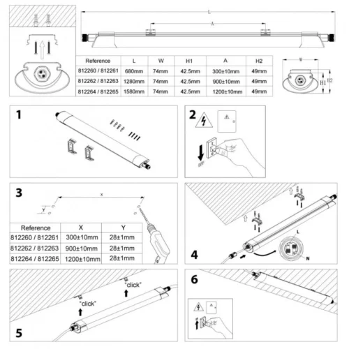 Réglette LED Extrudée Câblage Traversant 65cm 25W 6500K IP65 WOLTZ -Outil Atelier Magasin product 10