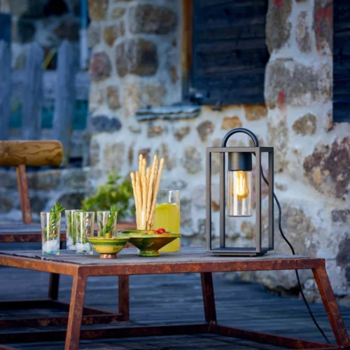 Lampe à Poser Extérieure 60W Max E27 Acier Noir WOLTZ