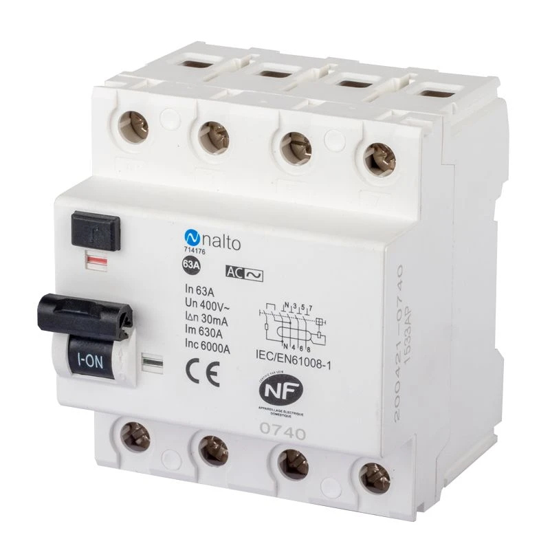 Interrupteur Différentieltétrapolaire 63A Type AC - 30 MA - 400V~ 2 Interrupteur Différentieltétrapolaire 63A Type AC - 30 MA - 400V~ – Image 2