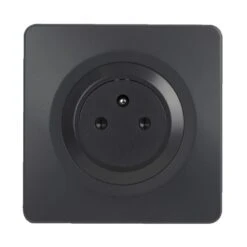 OHMTEC Epure Prise 2P+T Affleurante Complet Anthracite + Griffes De Fixation