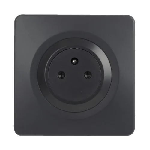 OHMTEC Epure Prise 2P+T Affleurante Complet Anthracite + Griffes De Fixation