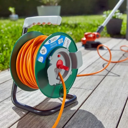 Enrouleur Jardin 25m Câble Orange 3G 1,5mm2 Avec Disjoncteur Thermique Avec Clapet Protection NALTO -Outil Atelier Magasin product 477