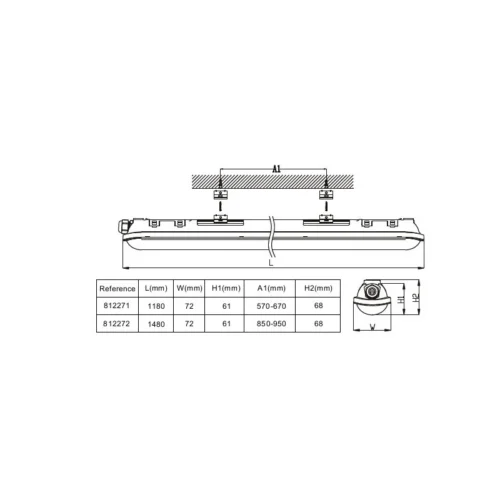 Réglette LED étanche 150cm 55W 4000K IP65 CREALYS -Outil Atelier Magasin product 52