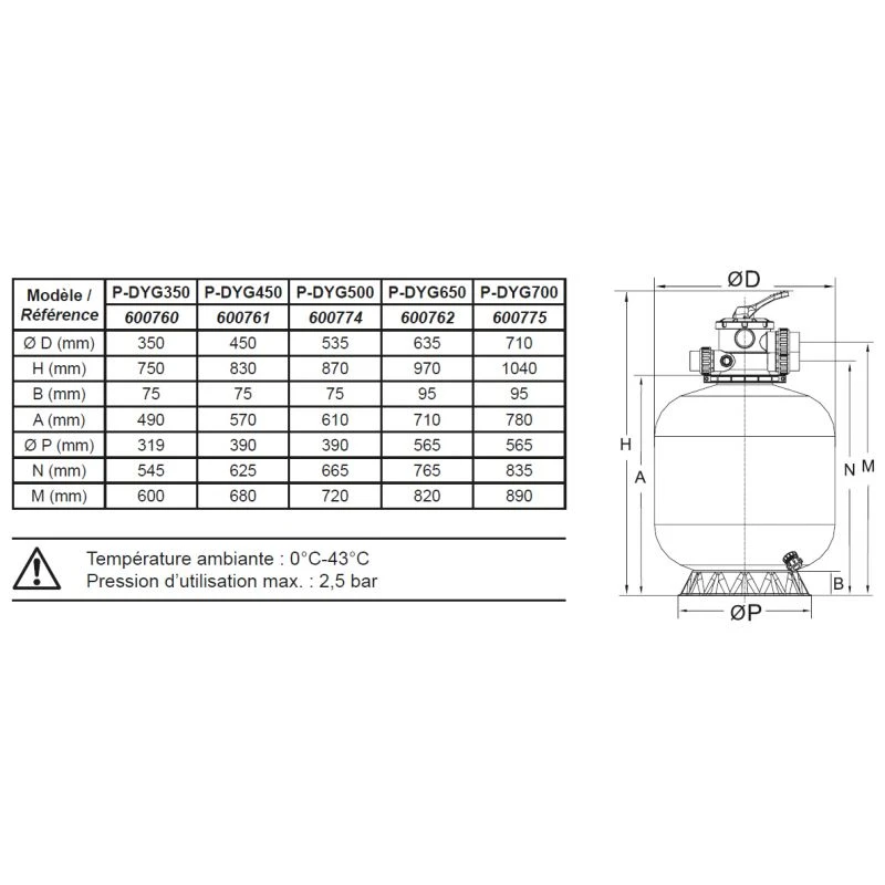 Filtre à Sable Ø350mm 4,5m³/h Vanne 1,5" Top 6 Voies STEINER 10 Filtre à Sable Ø350mm 4,5m³/h Vanne 1,5" Top 6 Voies STEINER – Image 10