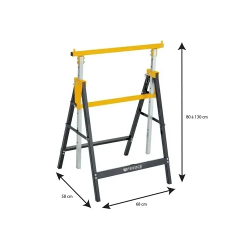 Tréteau Télescopique Pliable 200Kg Avec Hauteur Réglable De 80 à 130cm FEROCE -Outil Atelier Magasin product 962