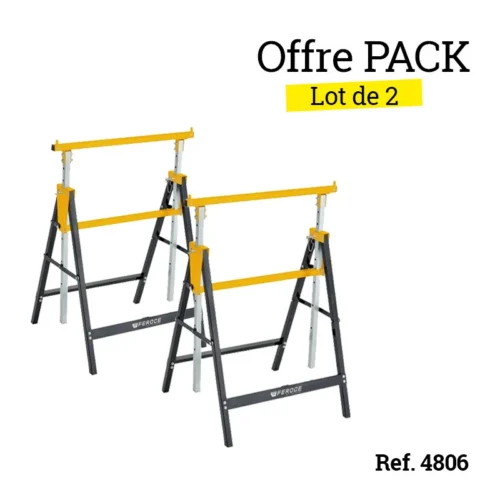 Tréteau Télescopique Pliable 200Kg Avec Hauteur Réglable De 80 à 130cm FEROCE -Outil Atelier Magasin product 963